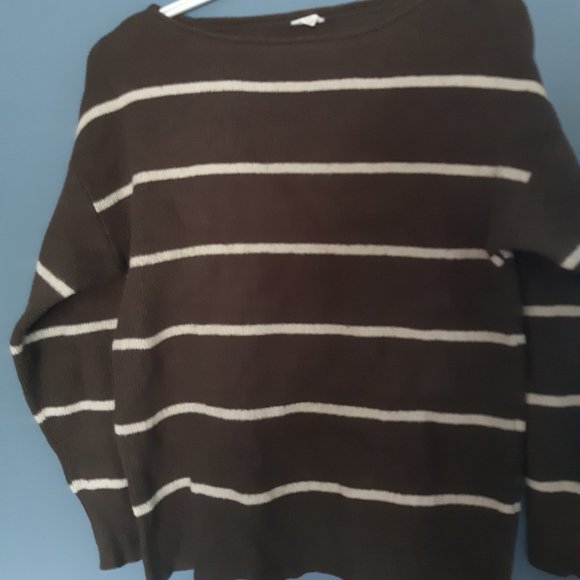 Boat Neck Stripped Sweater - Picture 2 of 4